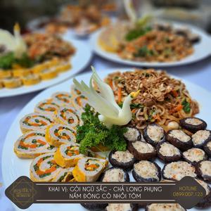 Khai vị: Gỏi ngũ sắc - Chả long phụng - nấm đông cô nhồi tôm